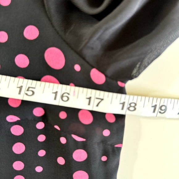 Therapy Dress 10 Black Pink Dots Sheer Sleeves Peter Pan Collar Wednesday Adams - Picture 9 of 10